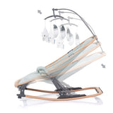 Chipolino velvet opvouwbare wipstoel met mobiel aloe wood mintgroen beige