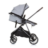 Chipolino aura opvouwbare 3-in-1 kinderwagen met luiertas ash grijs zwart
