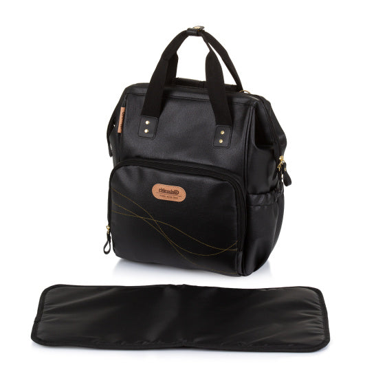 Chipolino Rugzak Luiertas met Verschoningsmatje Leather Zwart