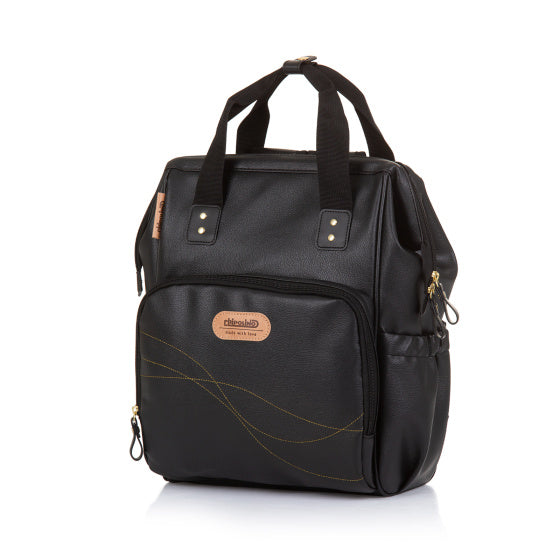 Chipolino Rugzak Luiertas met Verschoningsmatje Leather Zwart