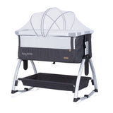 Chipolino baby boss co-sleeper met schommelfunctie klamboe anthracite grijs zilver