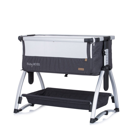 Chipolino baby boss co-sleeper met schommelfunctie klamboe anthracite grijs zilver