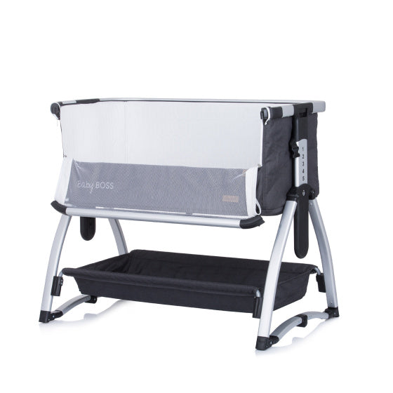 Chipolino baby boss co-sleeper met schommelfunctie klamboe anthracite grijs zilver