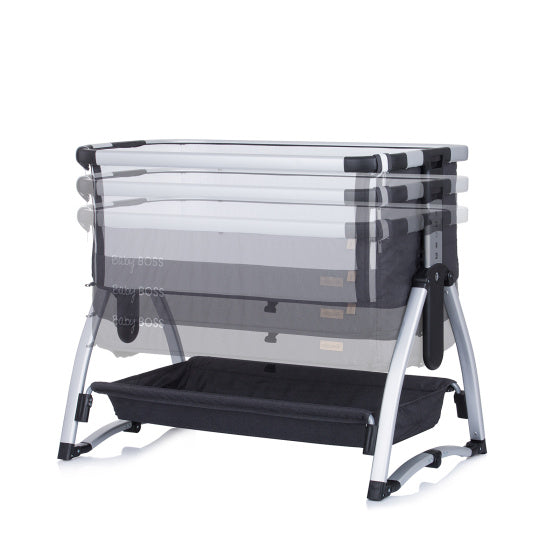 Chipolino baby boss co-sleeper met schommelfunctie klamboe anthracite grijs zilver