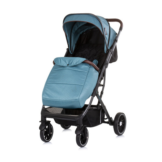 Chipolino combo opvouwbare buggy met voetenhoes teal turquoise zwart