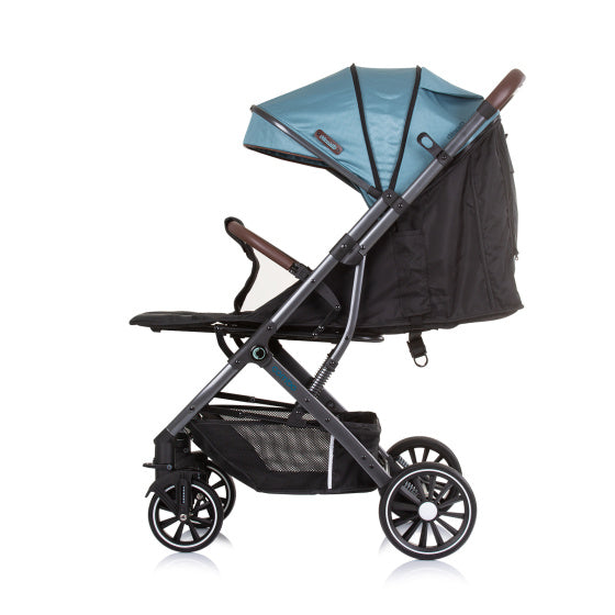 Chipolino combo opvouwbare buggy met voetenhoes teal turquoise zwart