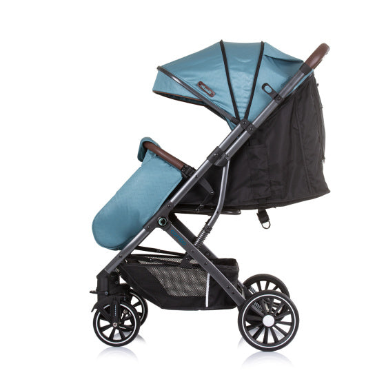 Chipolino combo opvouwbare buggy met voetenhoes teal turquoise zwart