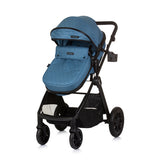 Chipolino harmony opvouwbare 3-in-1 kinderwagen met luiertas jeans blauw zwart