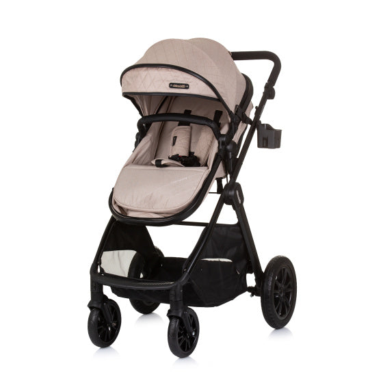 Chipolino Harmony Opvouwbare 3-in-1 Kinderwagen met Luiertas Macadamia Beige Zwart