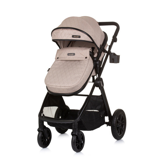 Chipolino Harmony Opvouwbare 3-in-1 Kinderwagen met Luiertas Macadamia Beige Zwart