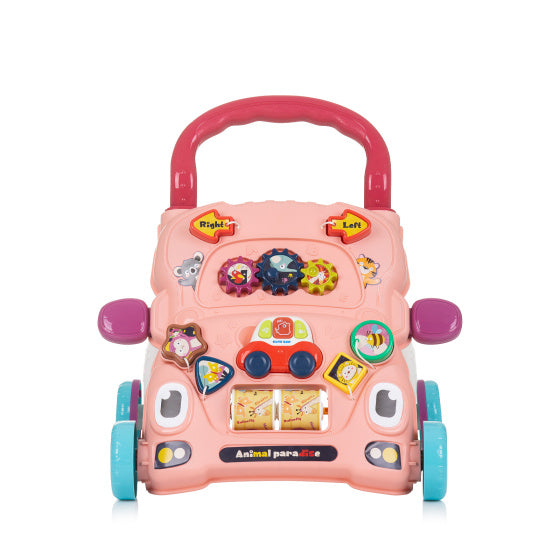 Chipolino funny animals loopwagen met speelauto muziek roze