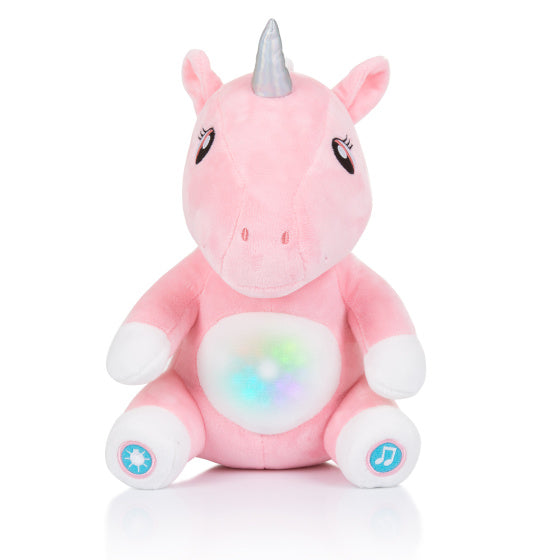 Chipolino pluche baby nachtlamp knuffel unicorn met muziek licht