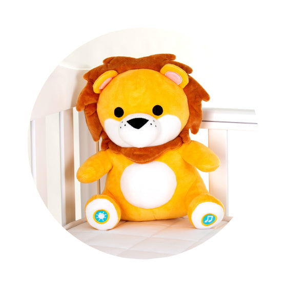 Chipolino pluche baby nachtlamp knuffelleeuw met muziek licht