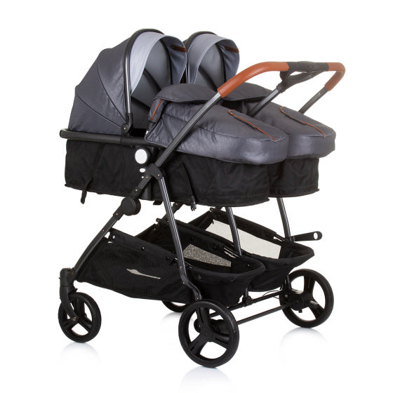 Chipolino duo opvouwbare kinderwagen voor 2 silver grijs zwart