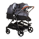 Chipolino duo opvouwbare kinderwagen voor 2 silver grijs zwart