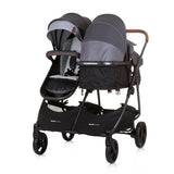 Chipolino duo opvouwbare kinderwagen voor 2 silver grijs zwart