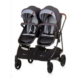 Chipolino duo opvouwbare kinderwagen voor 2 silver grijs zwart
