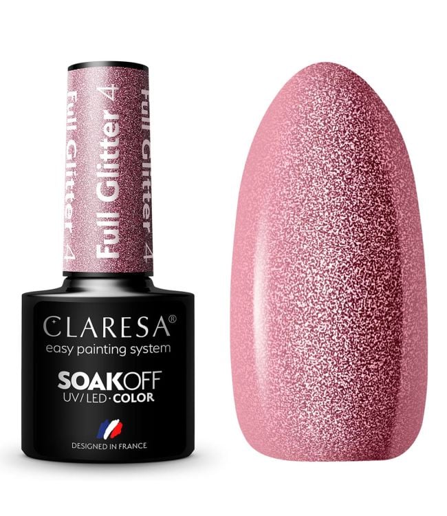 Claresa uv led gellak 5ml full glitter 4 cool pink