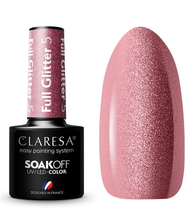 Claresa uv led gellak 5ml full glitter 5 warm pink