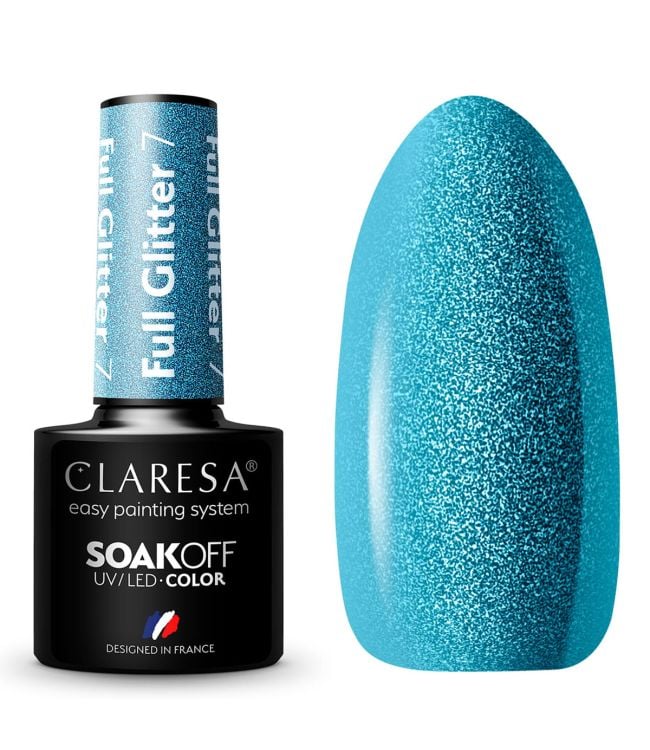 Claresa uv led gellak 5ml full glitter 7 blue
