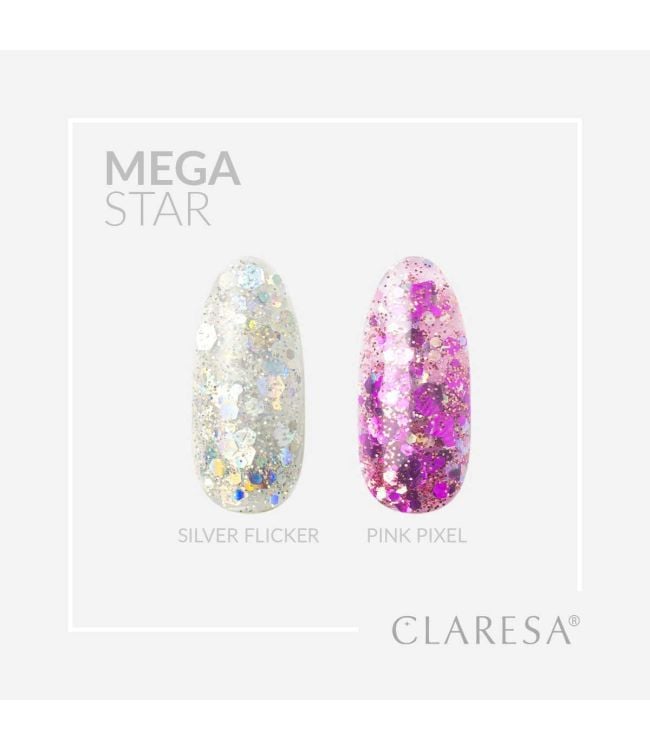 Claresa megastar silver flicker uv led art gel 10gr.