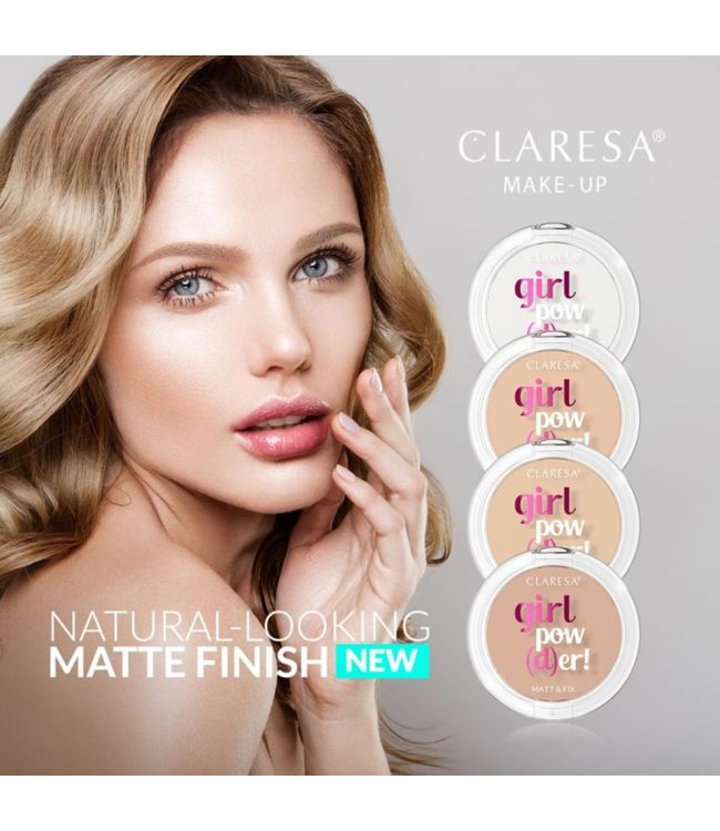 Claresa girl pow(d)er! matt fix pressed powder 02 natural beige 12gr.