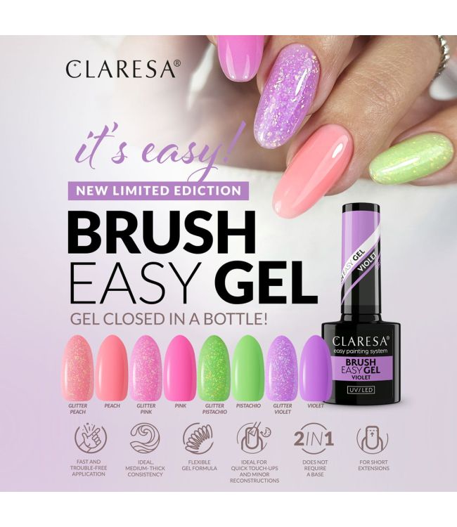 Claresa brush easy gel glitter pistachio 5ml