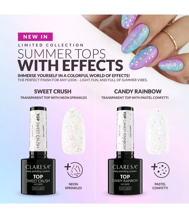 Claresa top coat no wipe candy rainbow 5ml