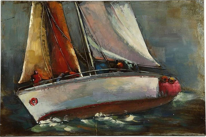 Hi-point Boot schilderij 90 x 60 cm staal bruin oranje