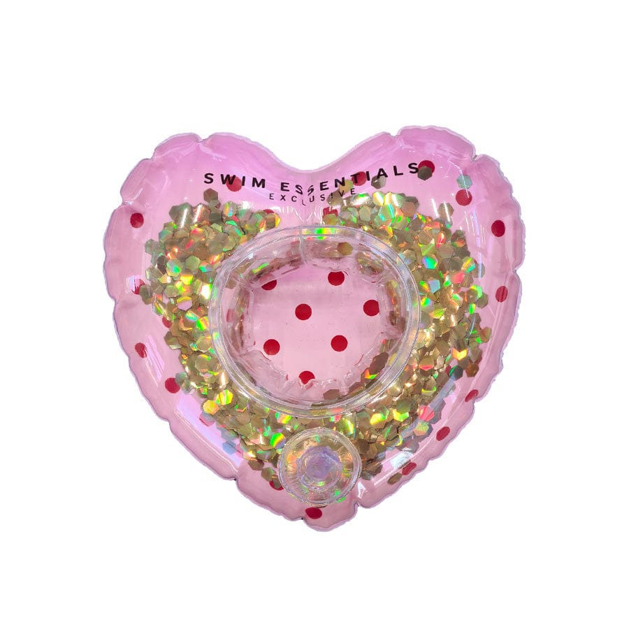 Opblaasbare bekerhouder roze hart