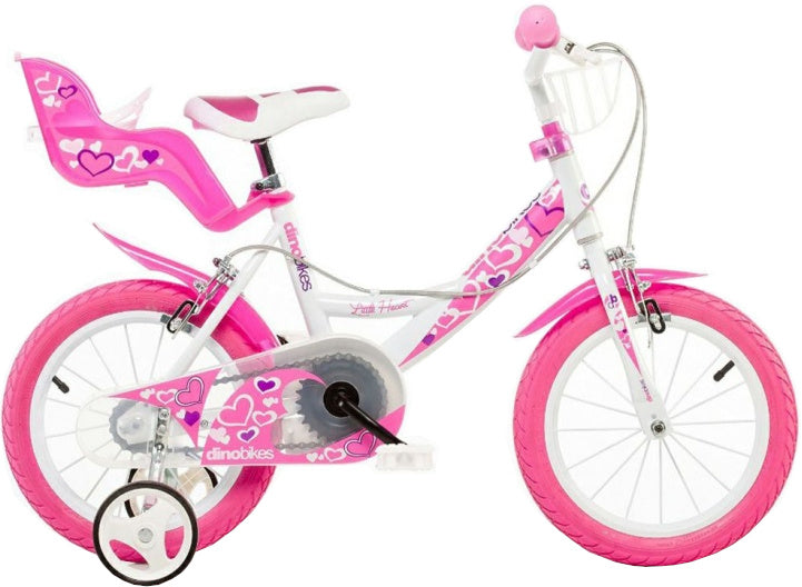 Dino Little Heart 16 Inch 31 cm Meisjes Knijprem Wit Roze