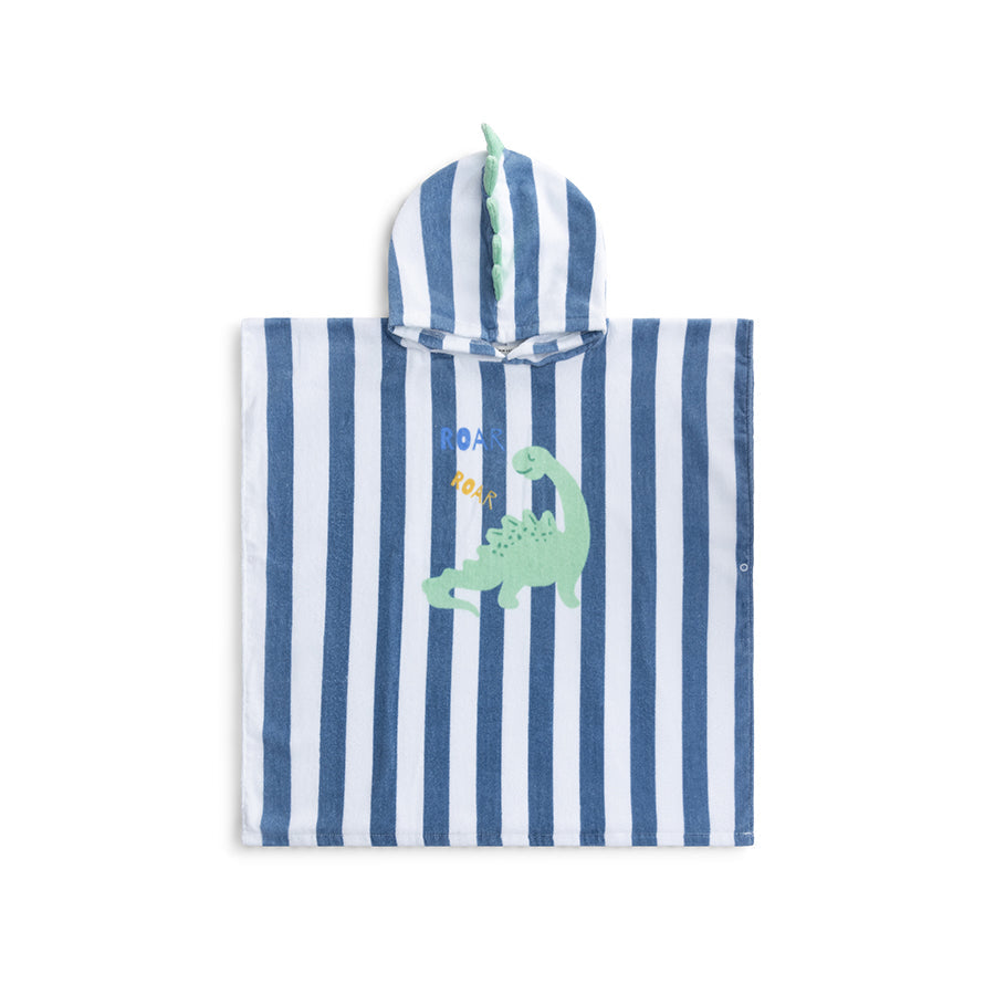 Dino | blauwe katoenen strandponcho 65 x 65 cm