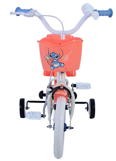Disney Stitch Kinderfiets Meisjes 12 inch Creme Koraal Blauw