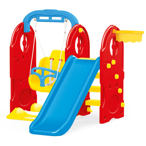 Dolu 4-in-1 Speeltoestel met Glijbaan en Schommel Blauw Rood