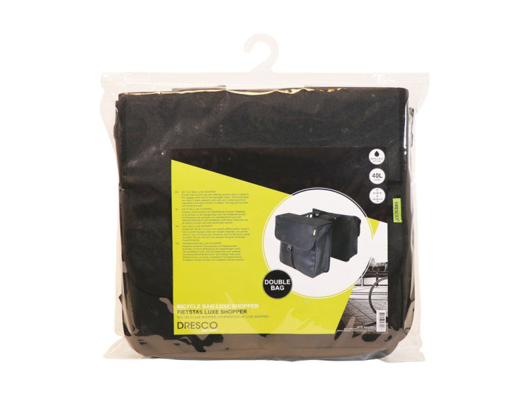 Dresco luxe shopper dubbele fietstas 40 liter nylon zwart