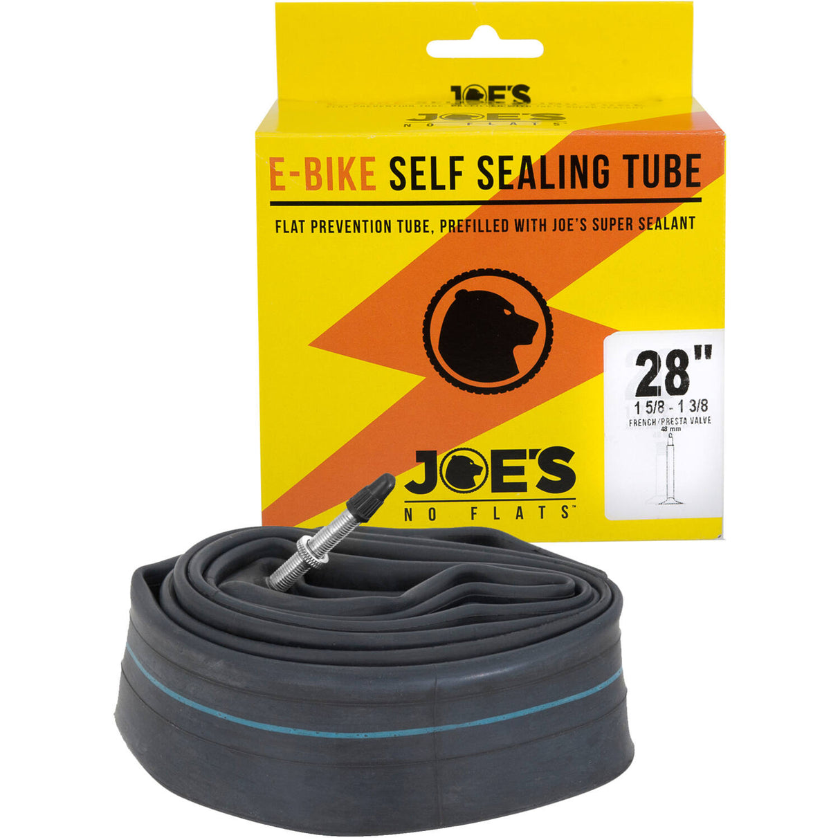 Joe's no flats Binnenband self sealing tube fv 48mm 28x1 5 8-1 3 8 e-bike