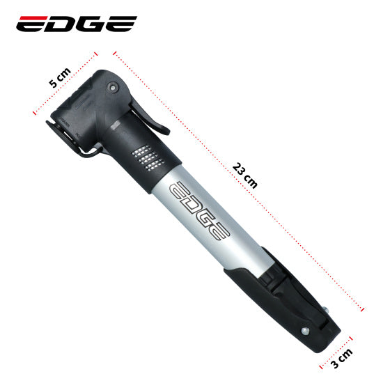 Edge tyfoon mini fietspomp 8 bar 116 psi zwart grijs