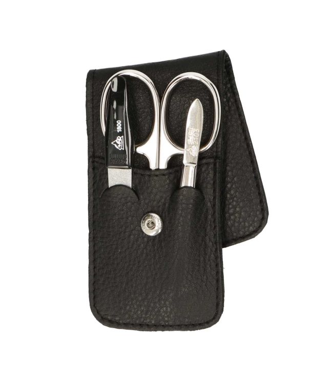 Erbe solingen 3-delige manicure etui met drukknoopsluiting zwart (erbe9018)