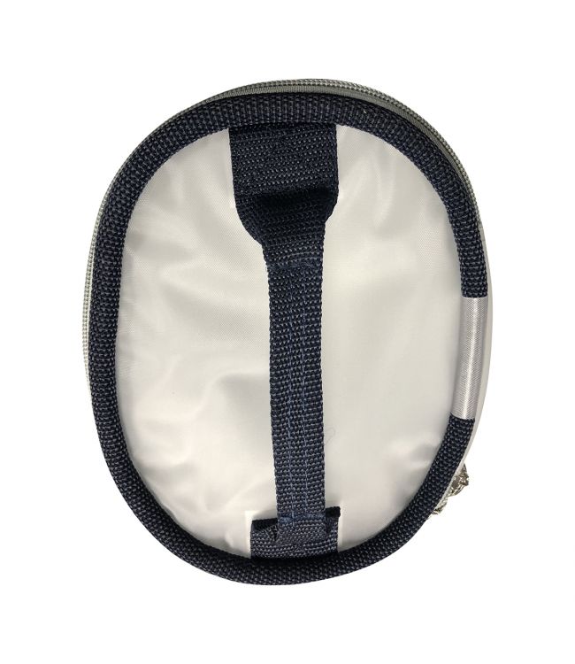 Voorkappers etui rond blauw wit met handvat