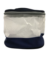 Voorkappers etui rond blauw wit met handvat