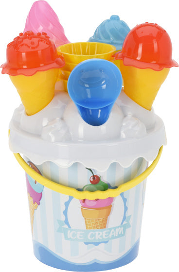 Free and easy strandemmer met ijsjes 11-delig blauw