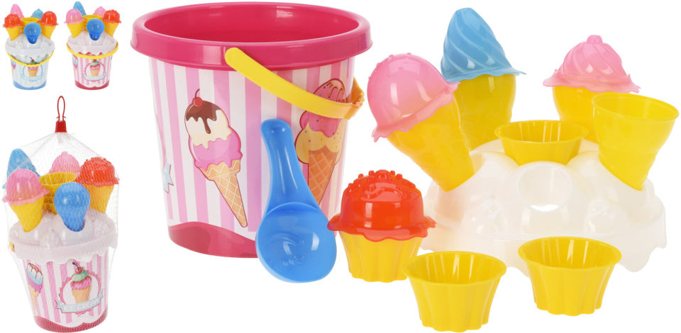 Free and easy strandemmer met ijsjes 11-delig roze