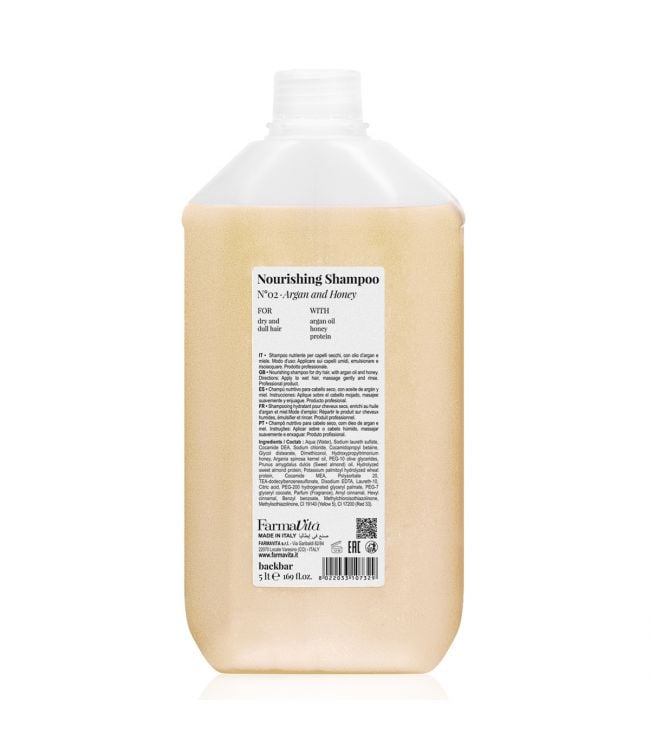 Farmavita backbar nourishing shampoo n°02 argan and honey 5000ml
