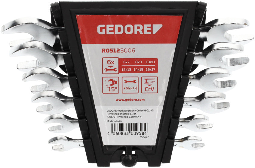 Gedore red Dubbele Steeksleutelset 6-delig 6-17 mm Kort Zwart