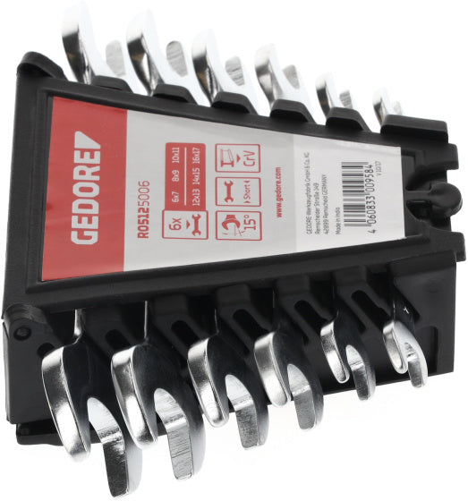 Gedore red Dubbele Steeksleutelset 6-delig 6-17 mm Kort Zwart