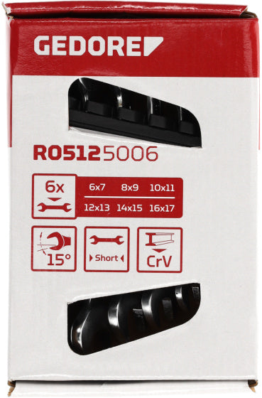 Gedore red Dubbele Steeksleutelset 6-delig 6-17 mm Kort Zwart