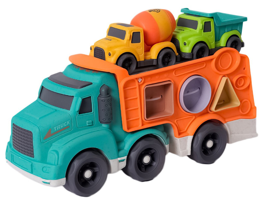 Bio speelgoed bioplastic vrachtwagen met vormenstof - incl. 2 kleine wagentjes