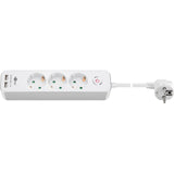 Goobay 3-Weg Stekkerdoos met schakelaar en USB