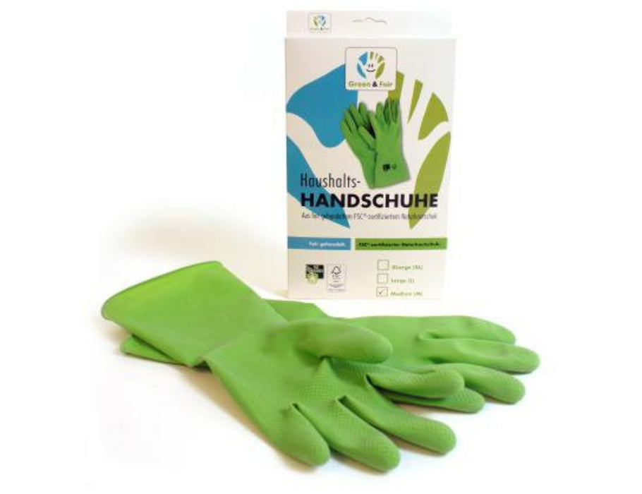 Groene eerlijke huishoudhandschoen - m - natuurrubber