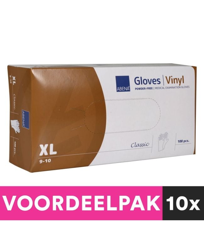Voorkappers poedervrije vinyl handschoenen maat extra large 100 stuks voordeelpakket